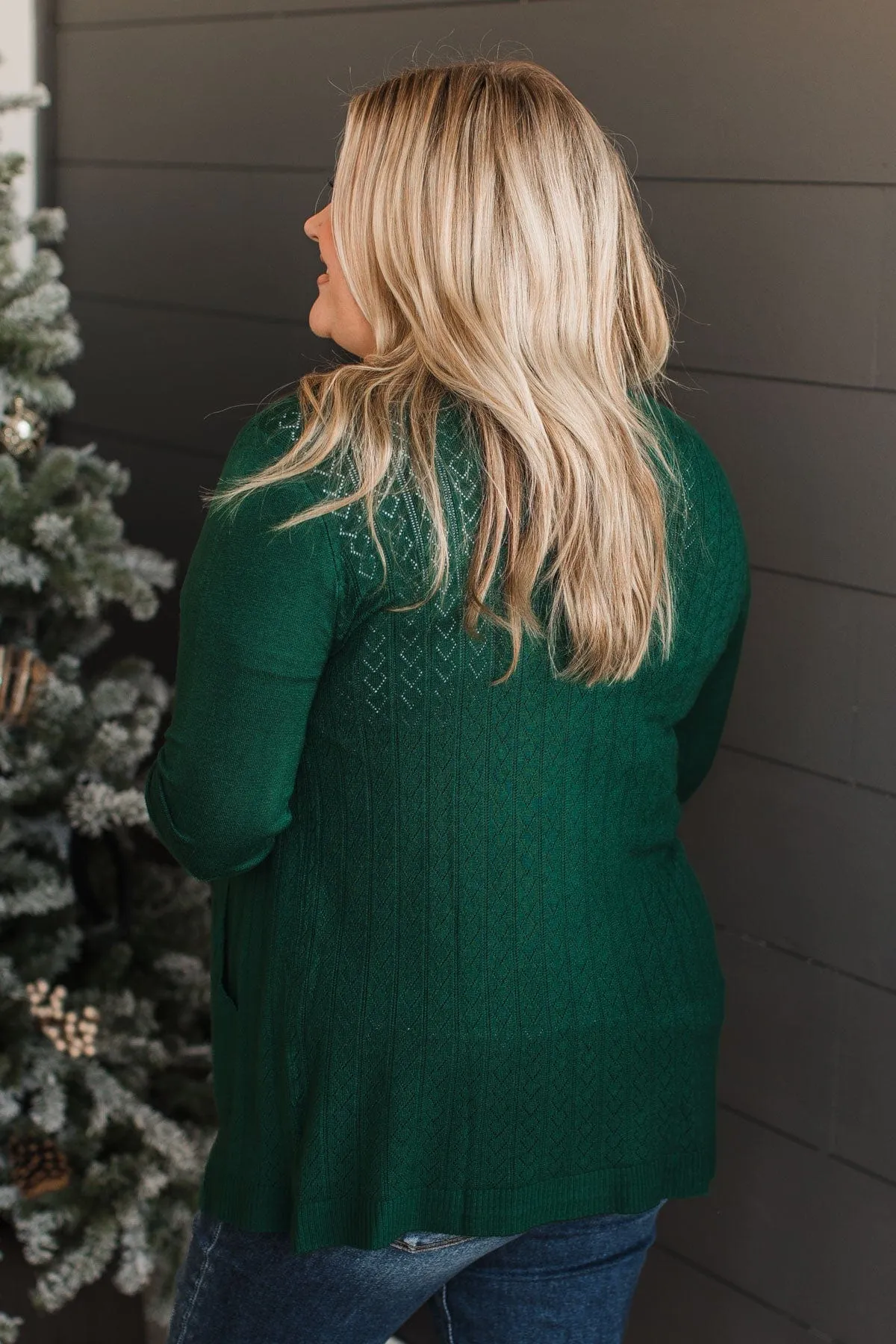 Found Myself Open Front Knit Cardigan- Wintergreen