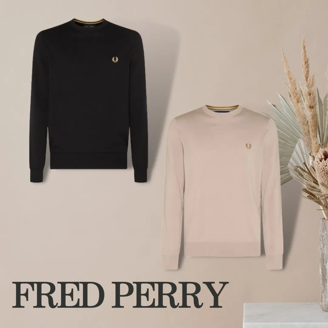 FRED PERRY  |Wool Long Sleeves Cotton Logo Sweaters