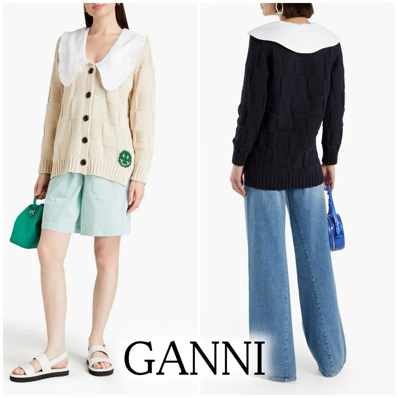 Ganni  |Casual Style Long Sleeves Cotton Cardigans