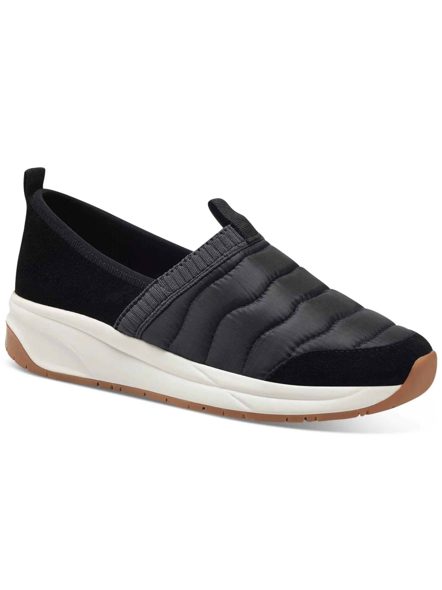 GIANI BERNINI Womens Black 1 Platform Quilted Pull Tab Stretch Logo Cushioned Comfort Naimaa Round Toe Wedge Slip On Sneakers Sh