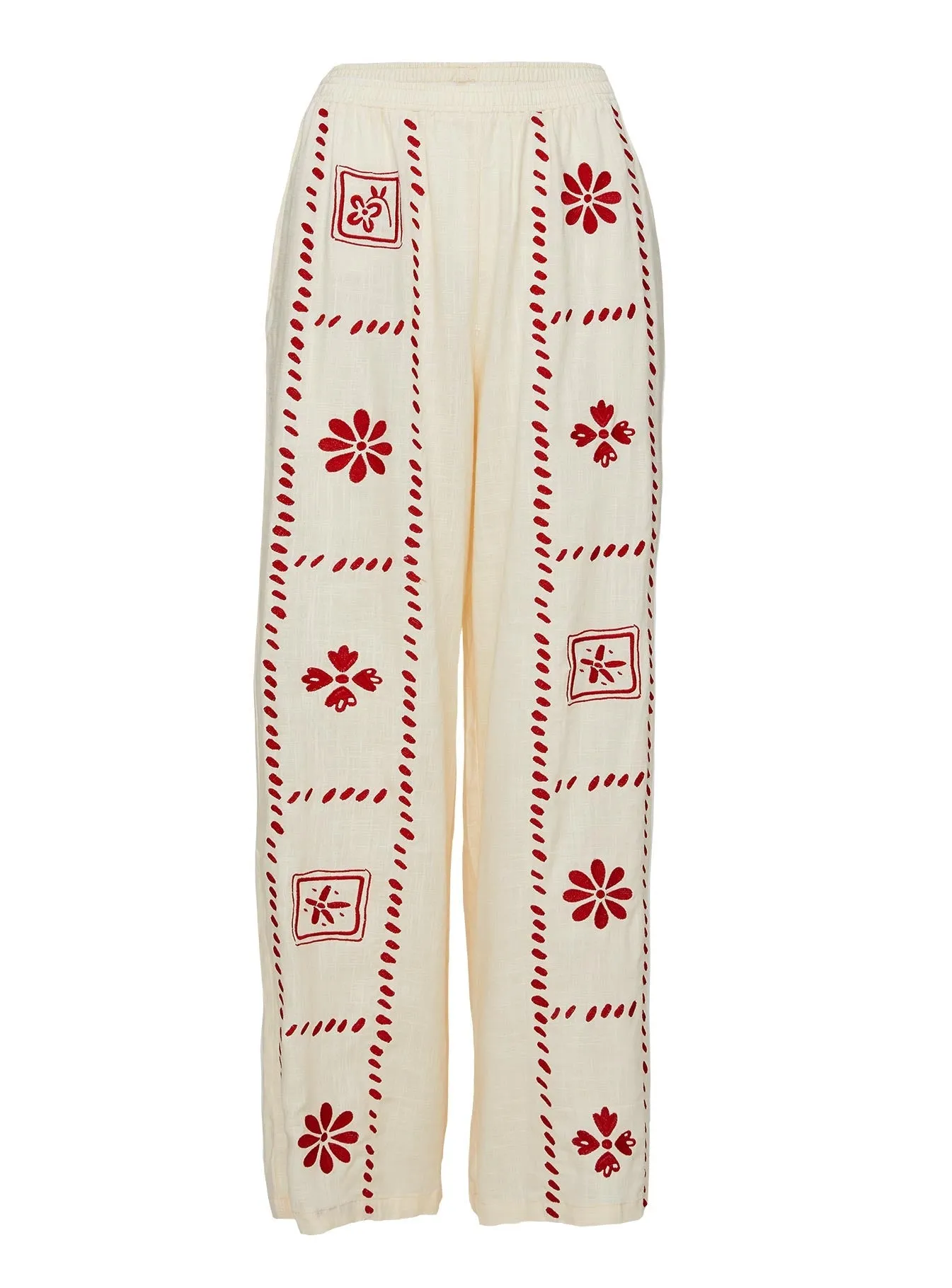 Grazia Pants Cream / Red Curve