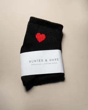 Heart Ankle Sock - Black