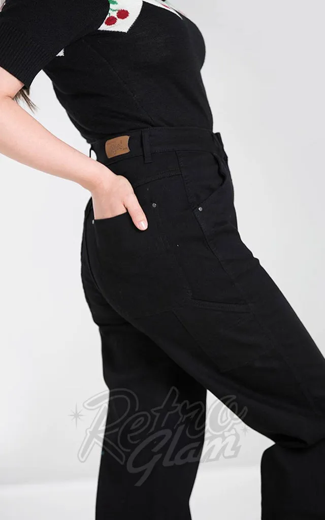 Hell Bunny Carpenter Black Denim Jeans - S left only