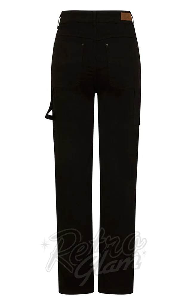 Hell Bunny Carpenter Black Denim Jeans - S left only