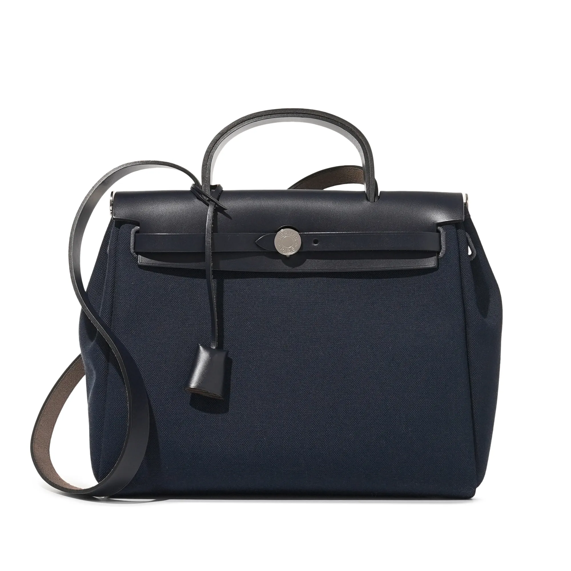 Hermès Bleu Indigo Vache Hunter and Bleu Marine Toile Herbag Zip 31 Palladium Hardware, 2020