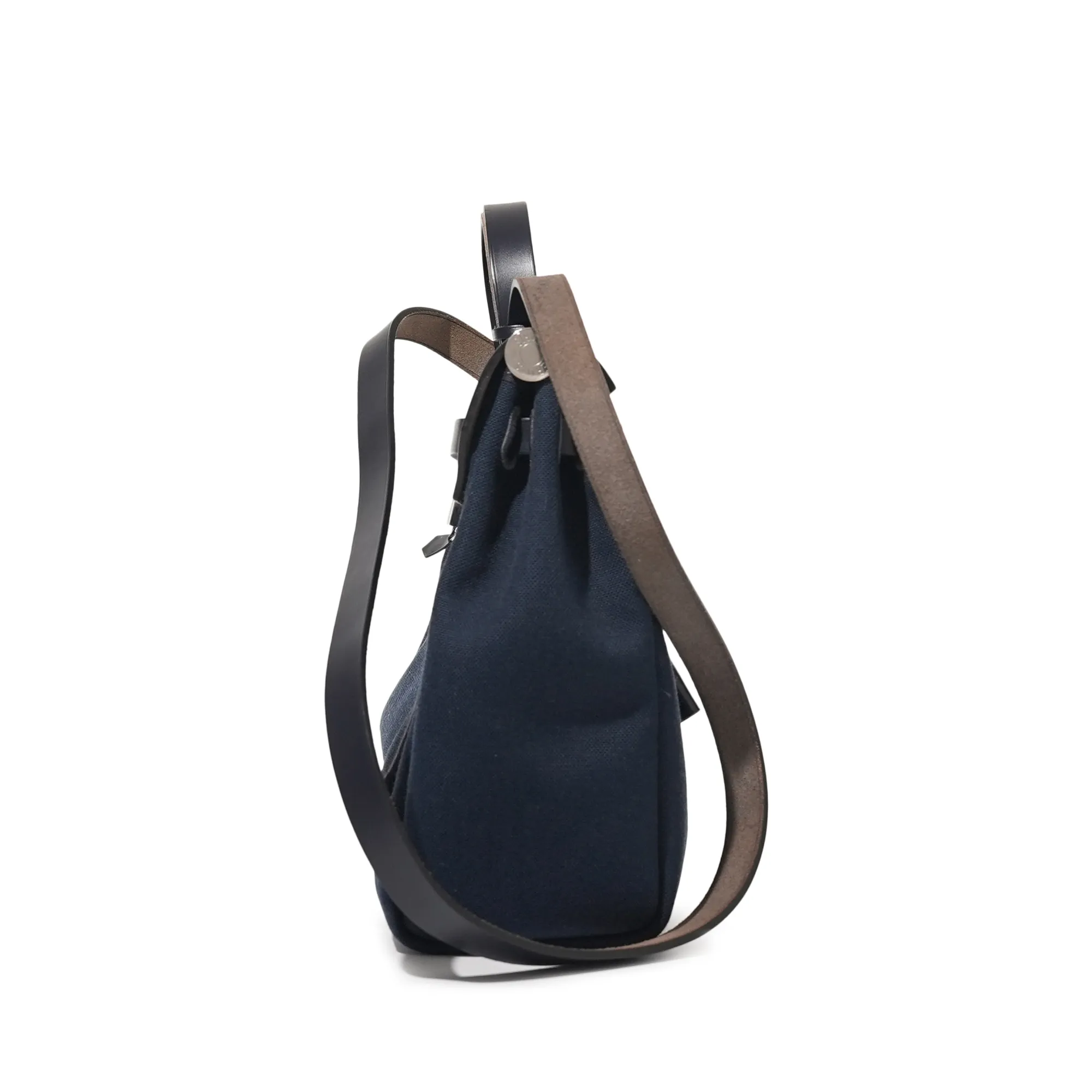 Hermès Bleu Indigo Vache Hunter and Bleu Marine Toile Herbag Zip 31 Palladium Hardware, 2020