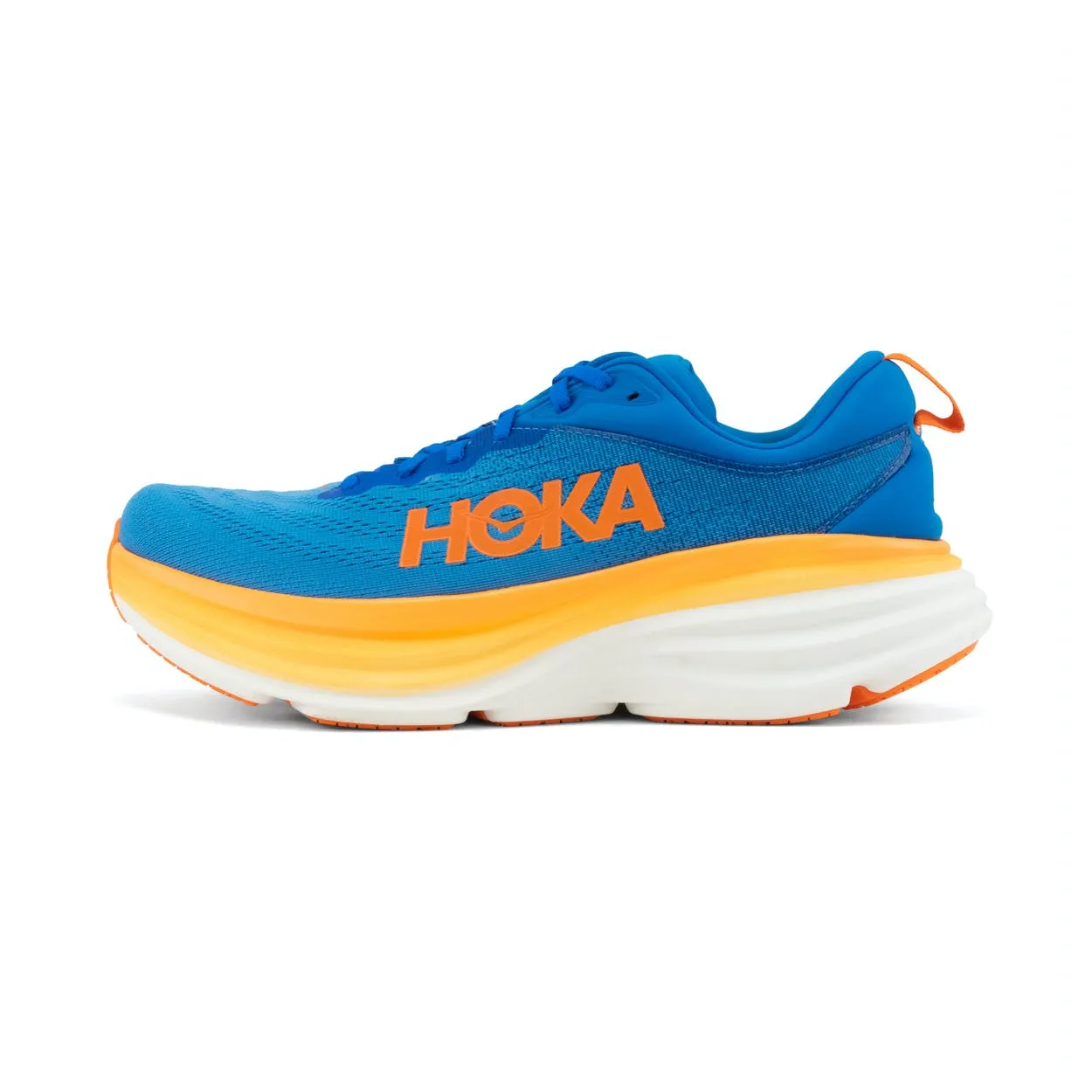 Hoka Bondi 8 Wide Fit Running Shoes - Mens - Coastal Sky/Vibrant Orange Width EE