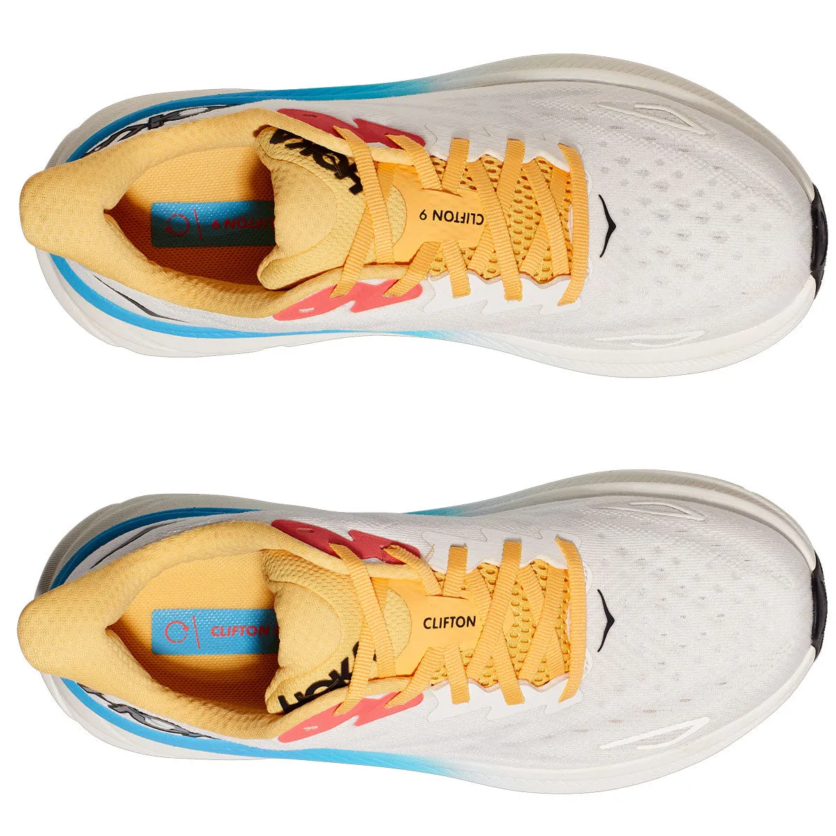 Hoka One One Clifton 9 Running Shoes - Womens - Blanc De Blanc/Swim Day