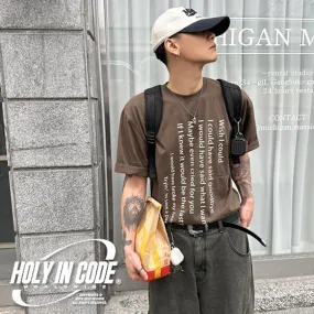 HOLY IN CODE  |Crew Neck Pullovers Unisex Street Style Cotton Short Sleeves