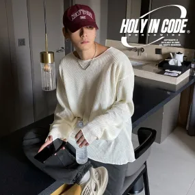 HOLY IN CODE  |Pullovers Unisex Street Style U-Neck Long Sleeves Plain