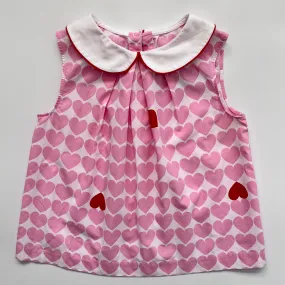 Jacadi Pink Heart Print Sleeveless Blouse : 5 Years