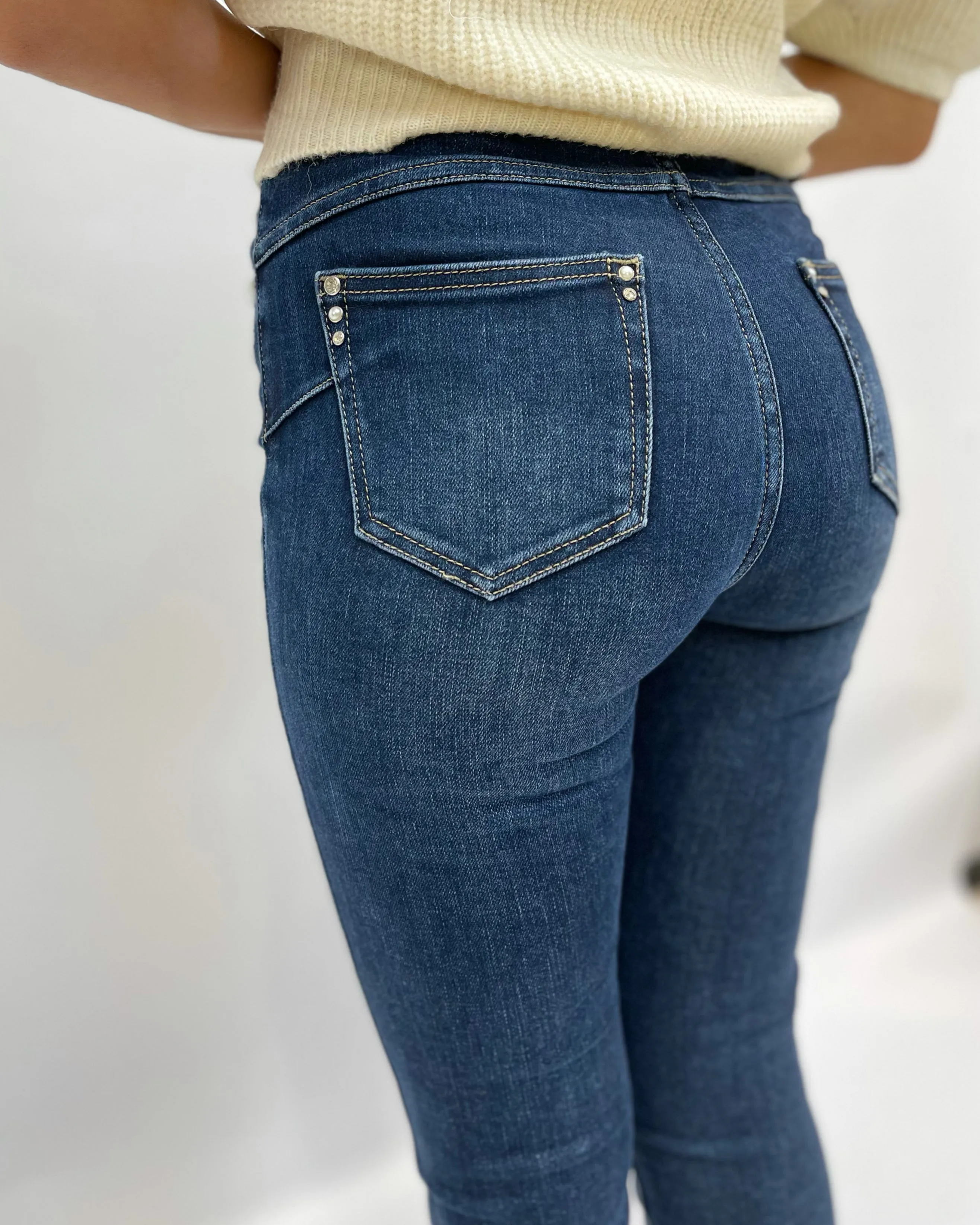 Jeans skinny con strass Miss Bonbon