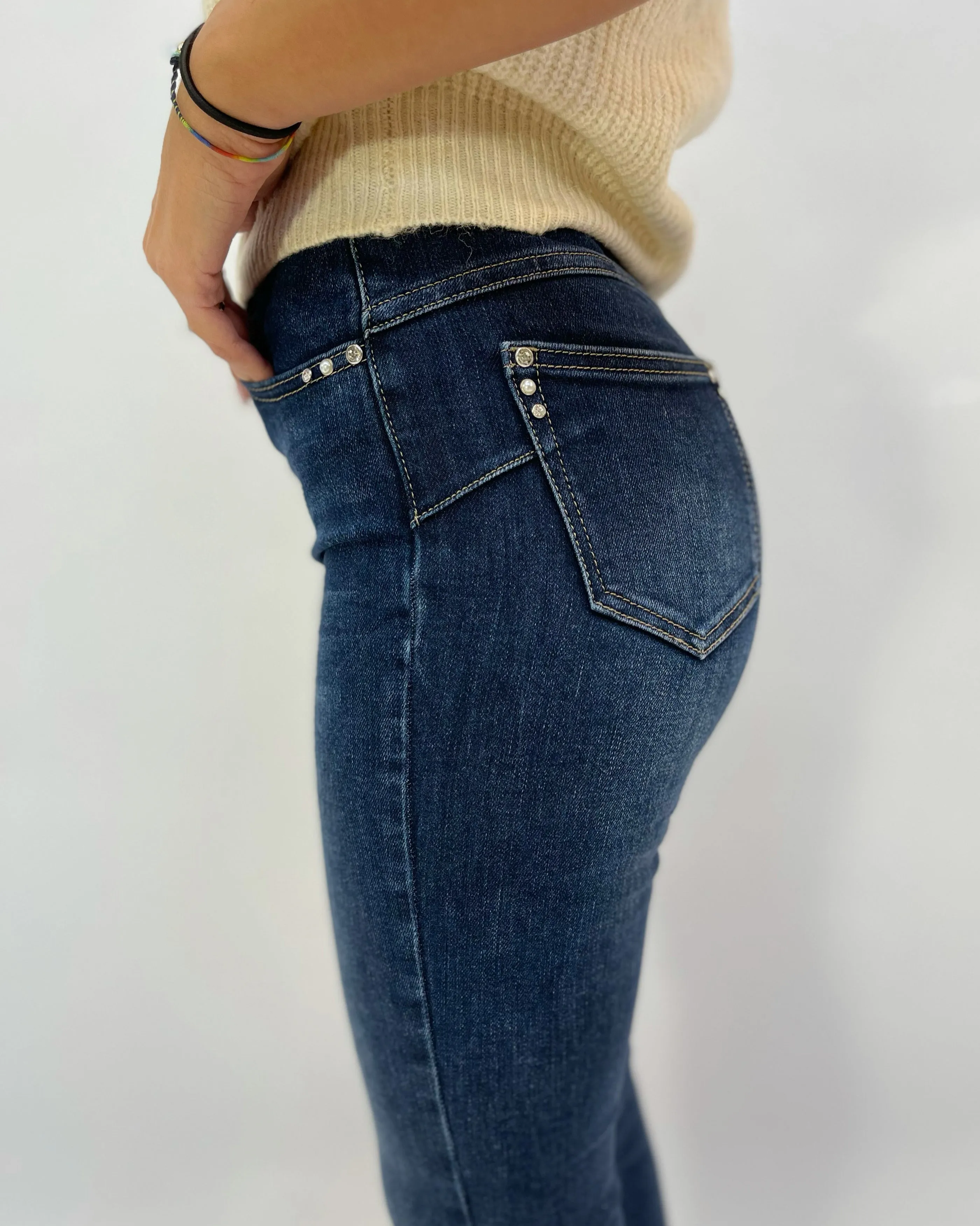 Jeans skinny con strass Miss Bonbon