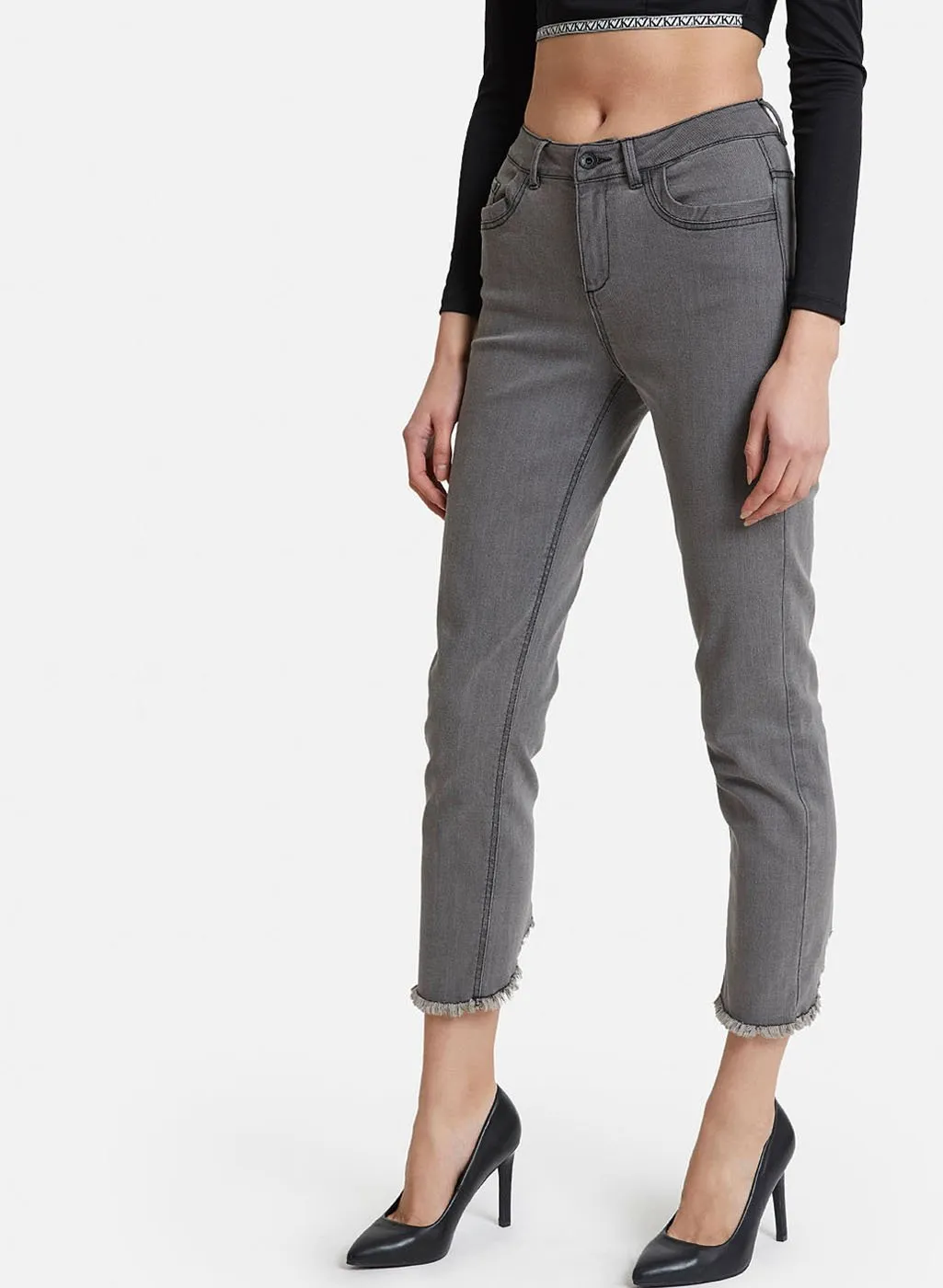 Jeans With Zip Detail At Hem