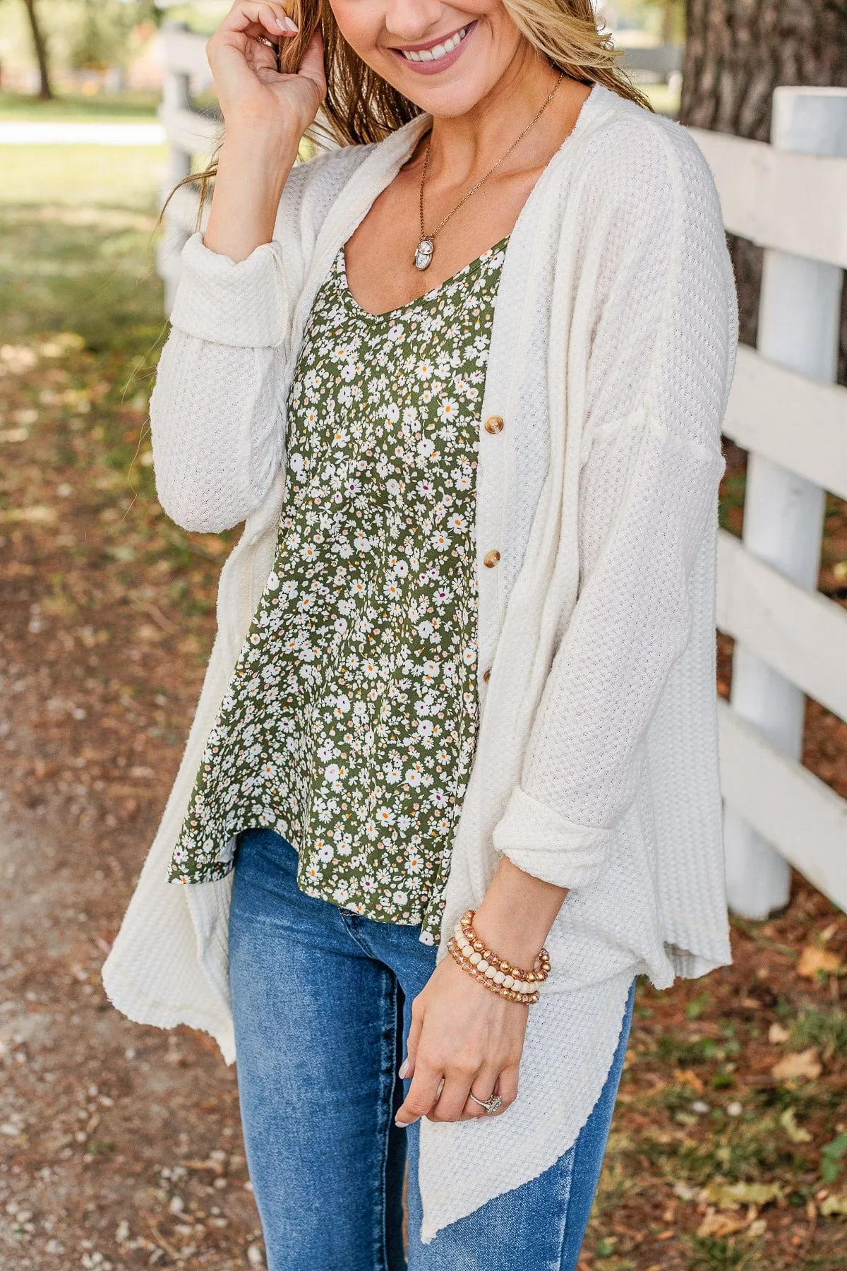 Keep It Cute Floral Tank Top- Hunter Green