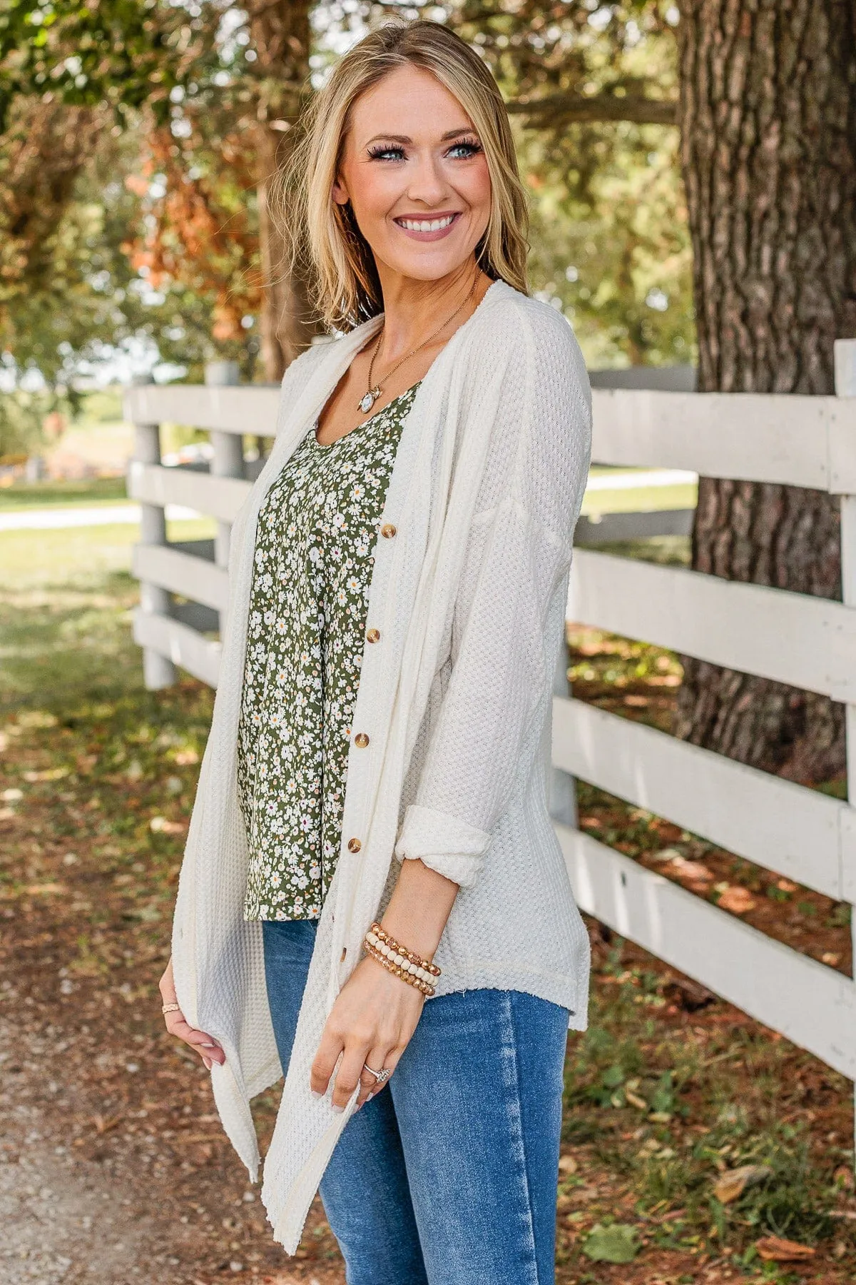 Keep It Cute Floral Tank Top- Hunter Green