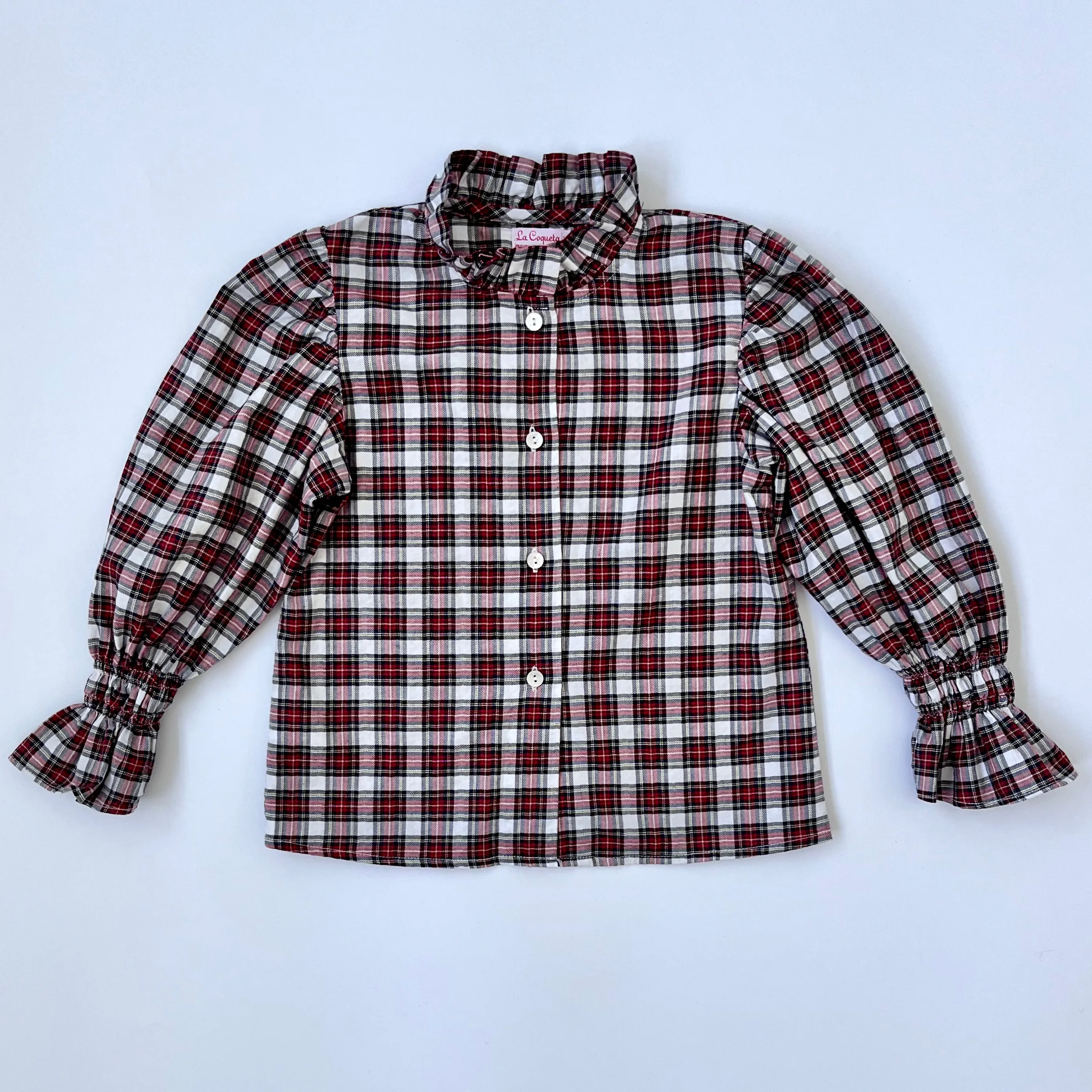 La Coqueta Tartan Blouse With Frill Collar: 4 Years