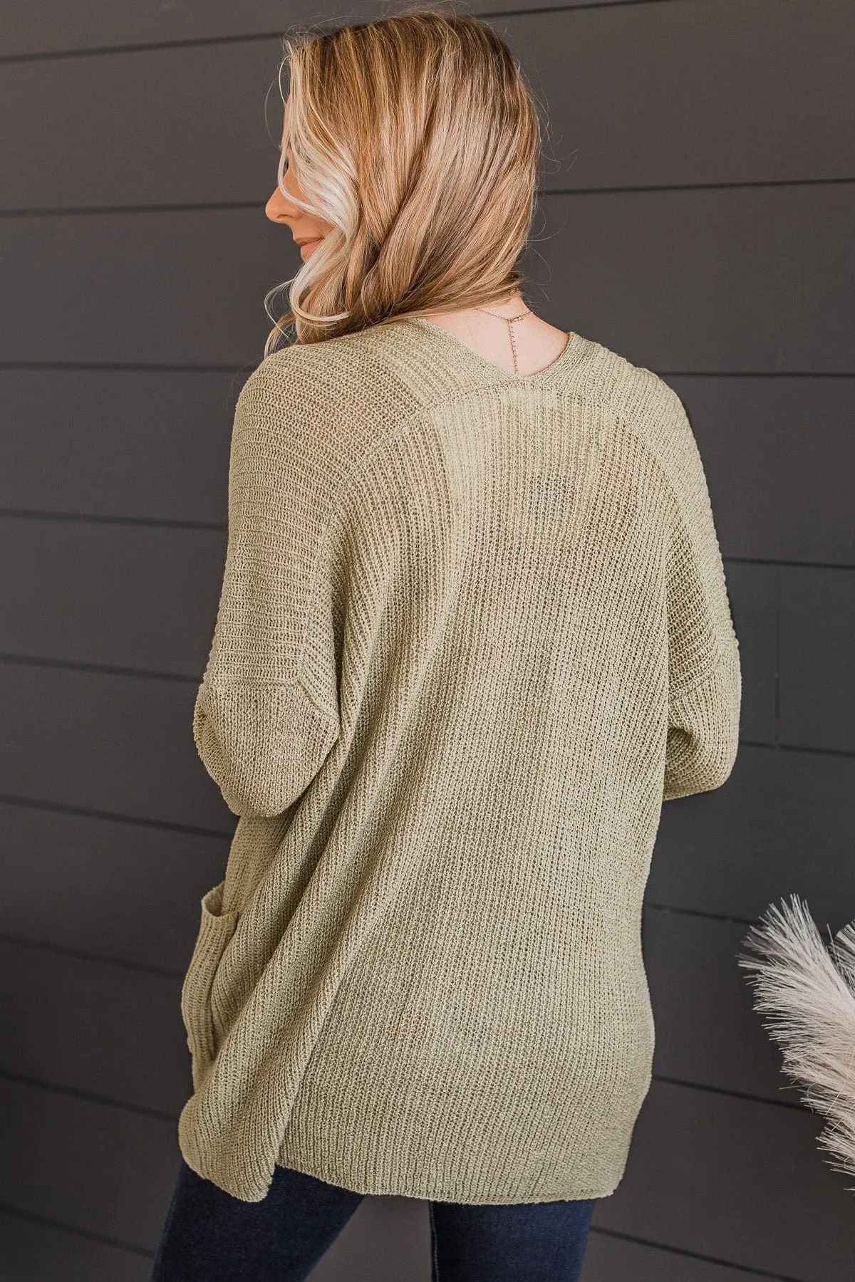 Lighten The Mood Knit Cardigan- Light Olive