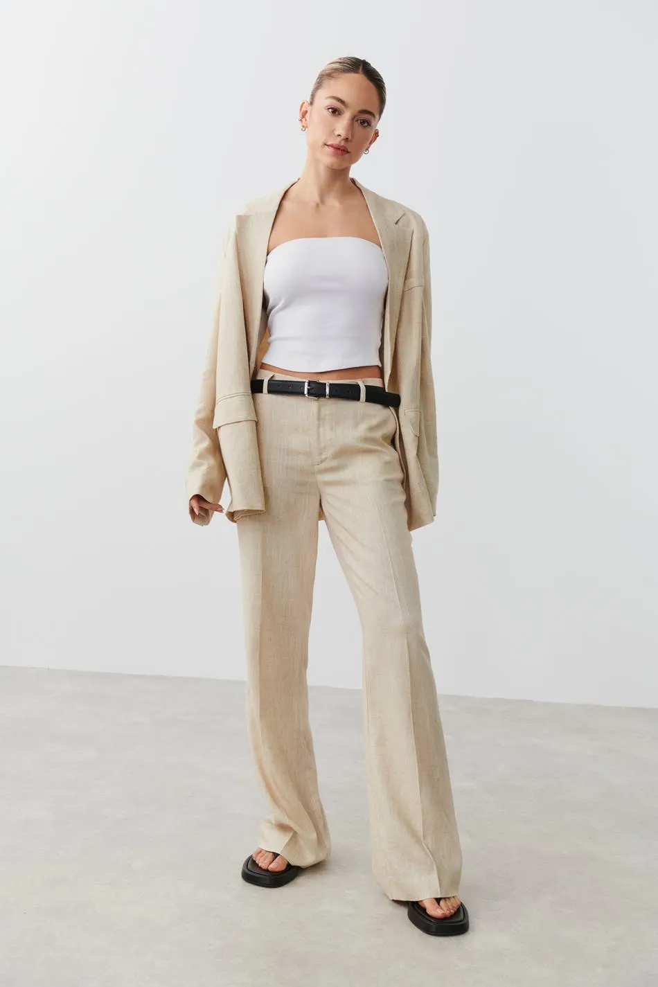 Linen blend trousers