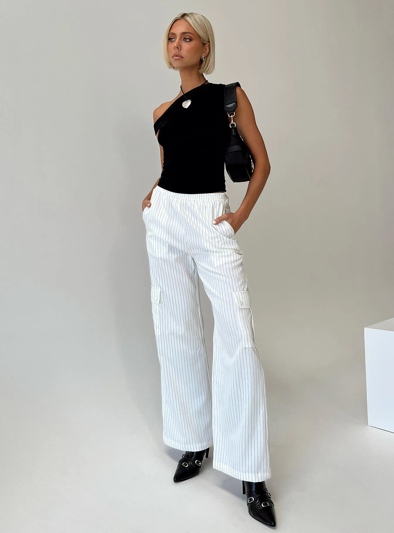 Lista Elastic Pocket Pants White Pinstripe