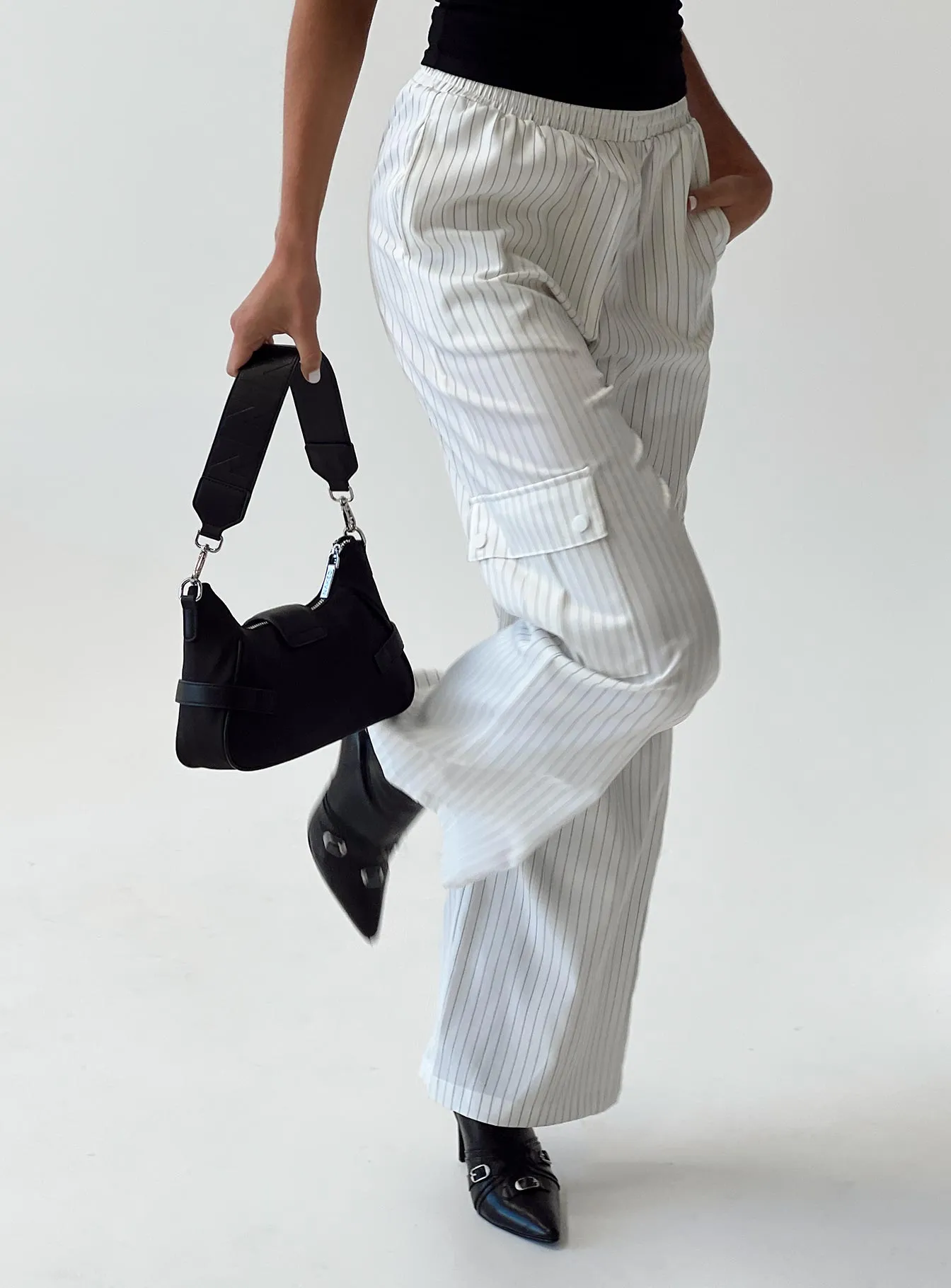 Lista Elastic Pocket Pants White Pinstripe