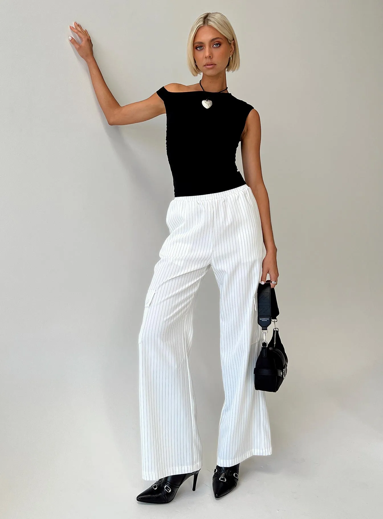 Lista Elastic Pocket Pants White Pinstripe