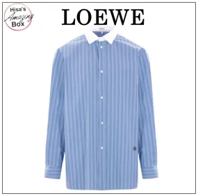 LOEWE  |Stripes Long Sleeves Cotton Luxury Shirts