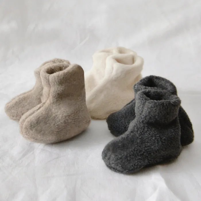 Makié Baby Fleece Booties Cream