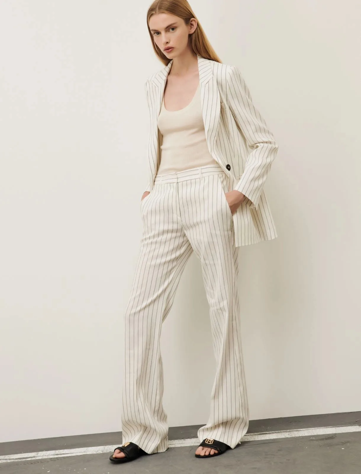 Marella Ulivo Pinstripe Pant in White