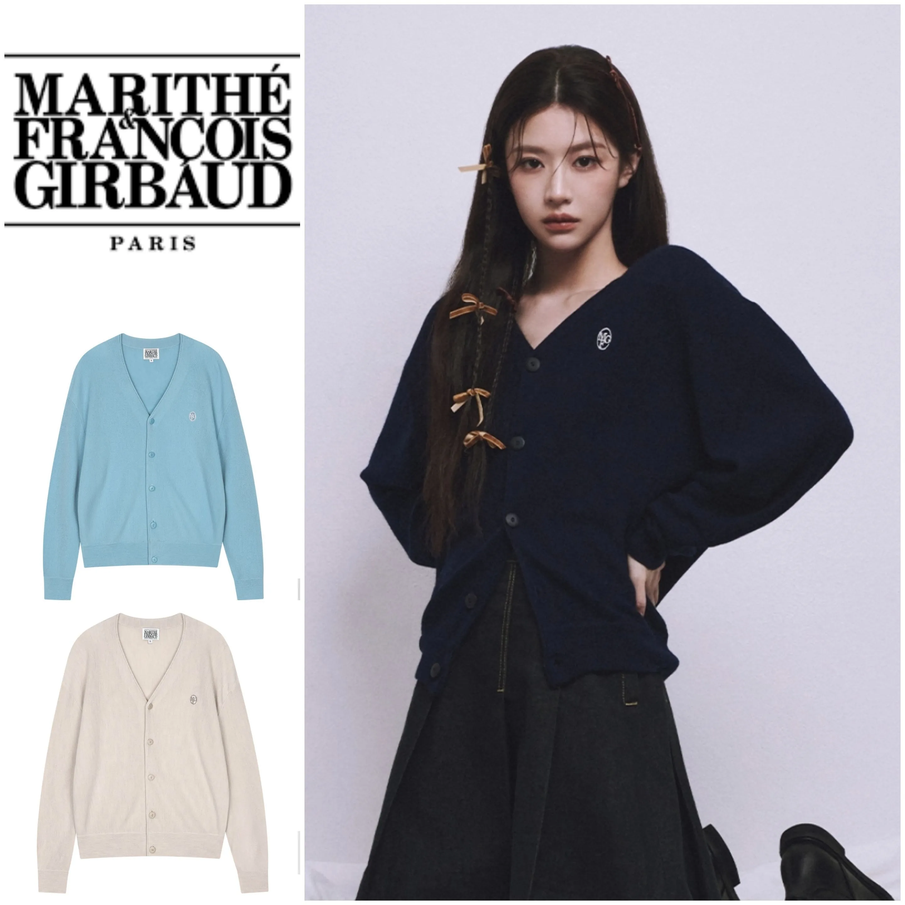 Marithe + Francois Girbaud  |Unisex Street Style Long Sleeves Logo Cardigans