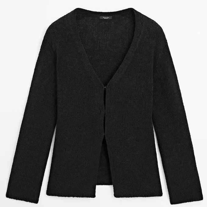 Massimo Dutti  |Knit cardigan with hook fastenings