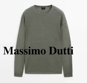 Massimo Dutti  |Linen Long Sleeves Plain Sweaters