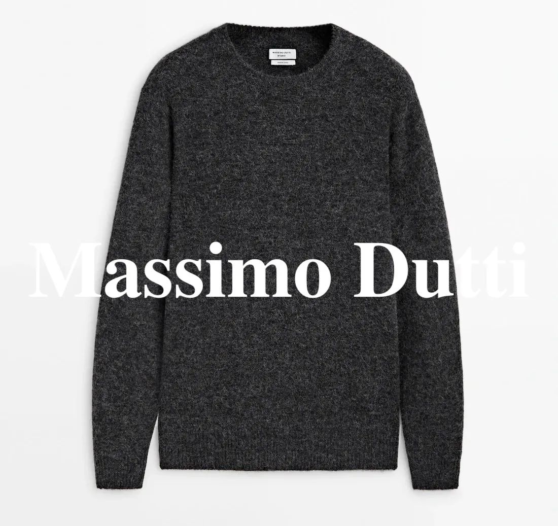 Massimo Dutti  |Wool Long Sleeves Plain Sweaters