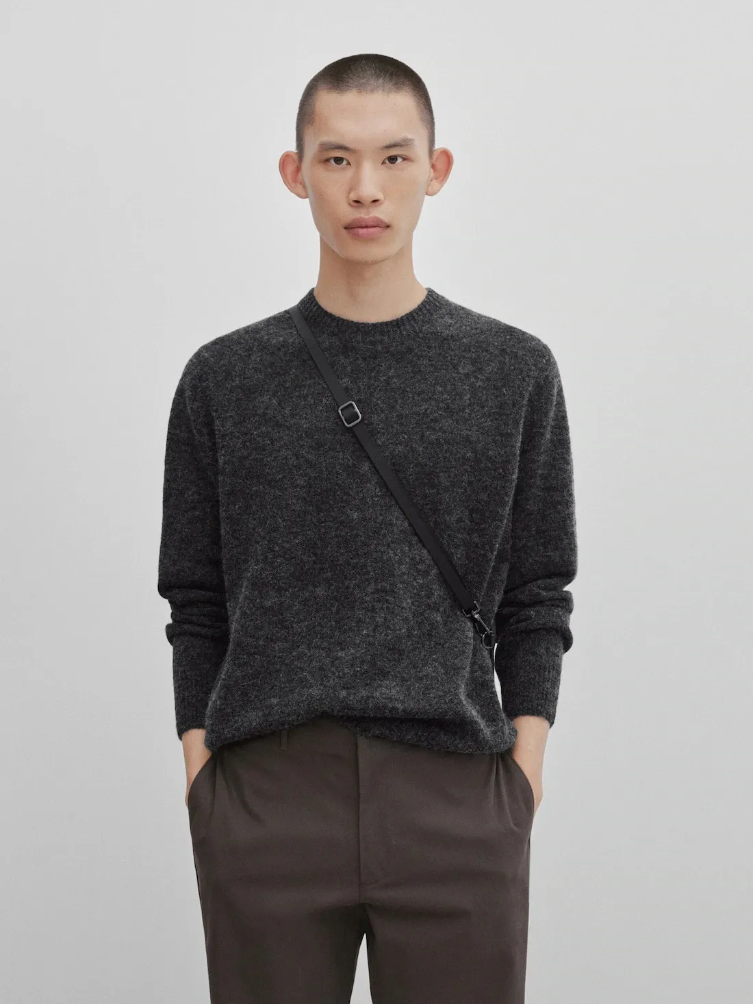 Massimo Dutti  |Wool Long Sleeves Plain Sweaters