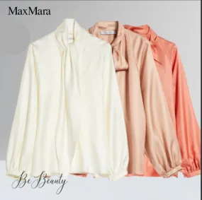 MaxMara  |Casual Style Silk Long Sleeves Plain Party Style