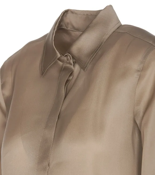 MaxMara  |Silk Long Sleeves Plain Shirts & Blouses