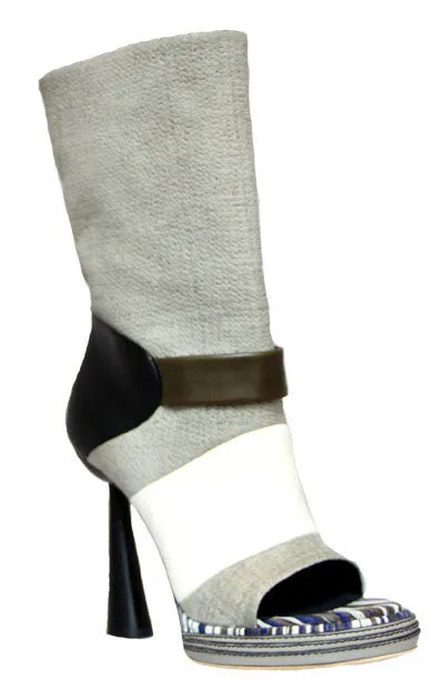 Mid Calf Peeptoe Boot, Grey