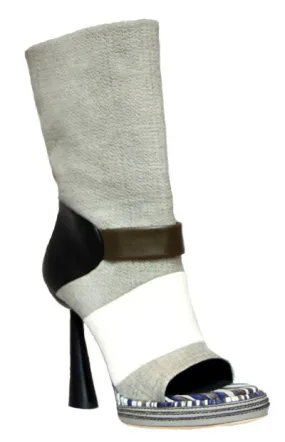 Mid Calf Peeptoe Boot, Grey