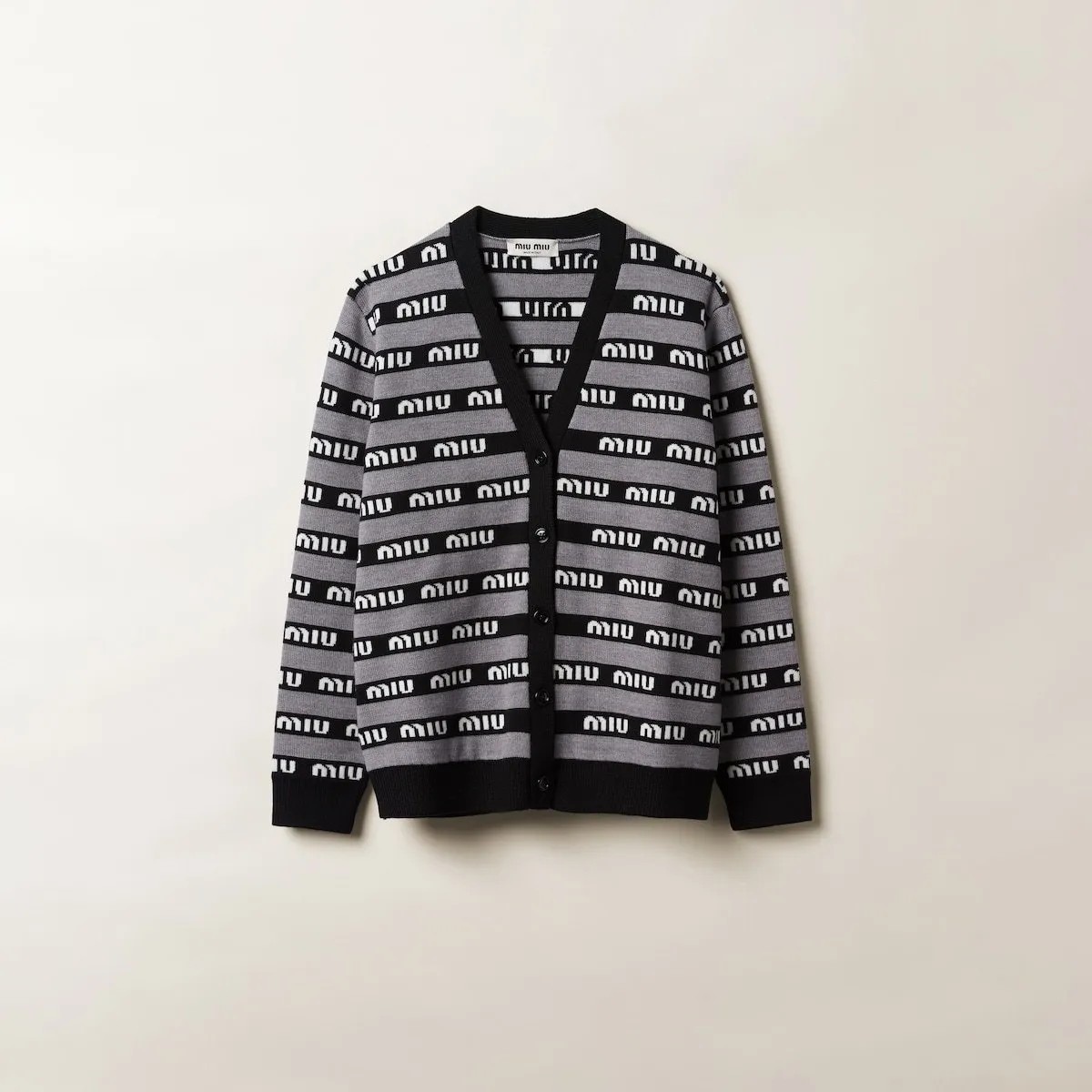 MiuMiu  |Wool Long Sleeves Plain Elegant Style Logo Cardigans