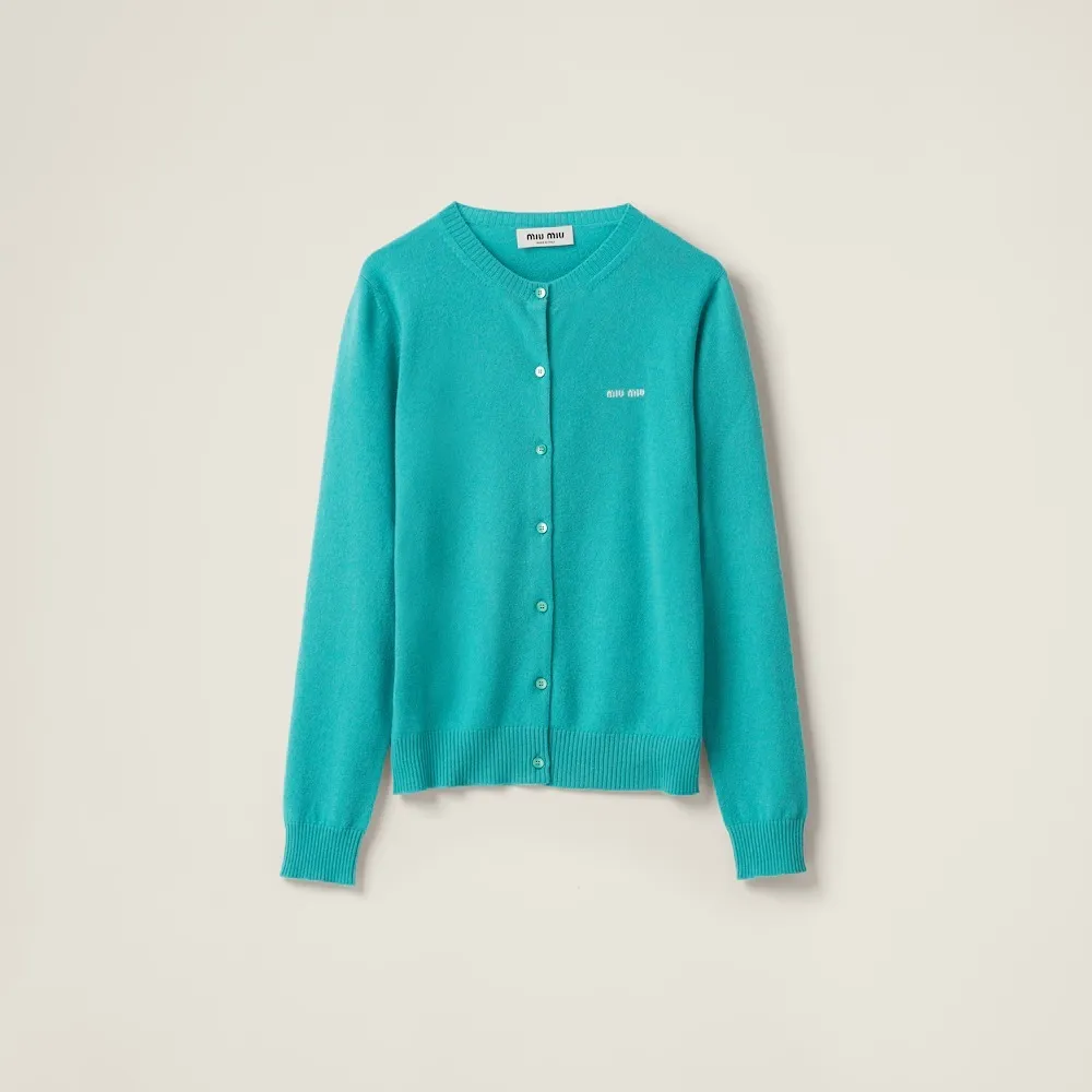 MiuMiu  |Wool Nylon Blended Fabrics Long Sleeves Plain Logo Cardigans