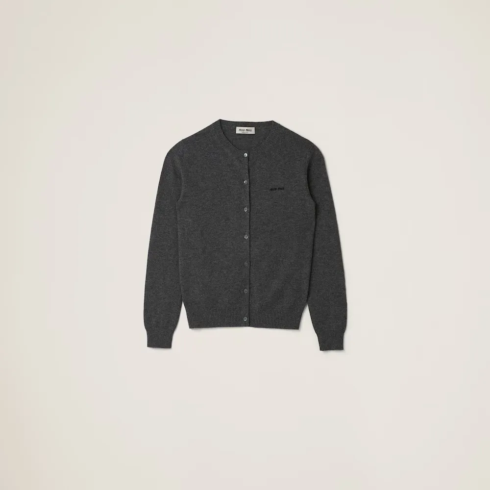 MiuMiu  |Wool Nylon Blended Fabrics Long Sleeves Plain Logo Cardigans