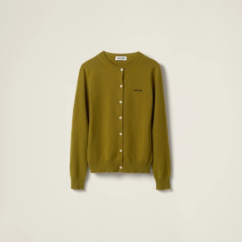 MiuMiu  |Wool Nylon Blended Fabrics Long Sleeves Plain Logo Cardigans