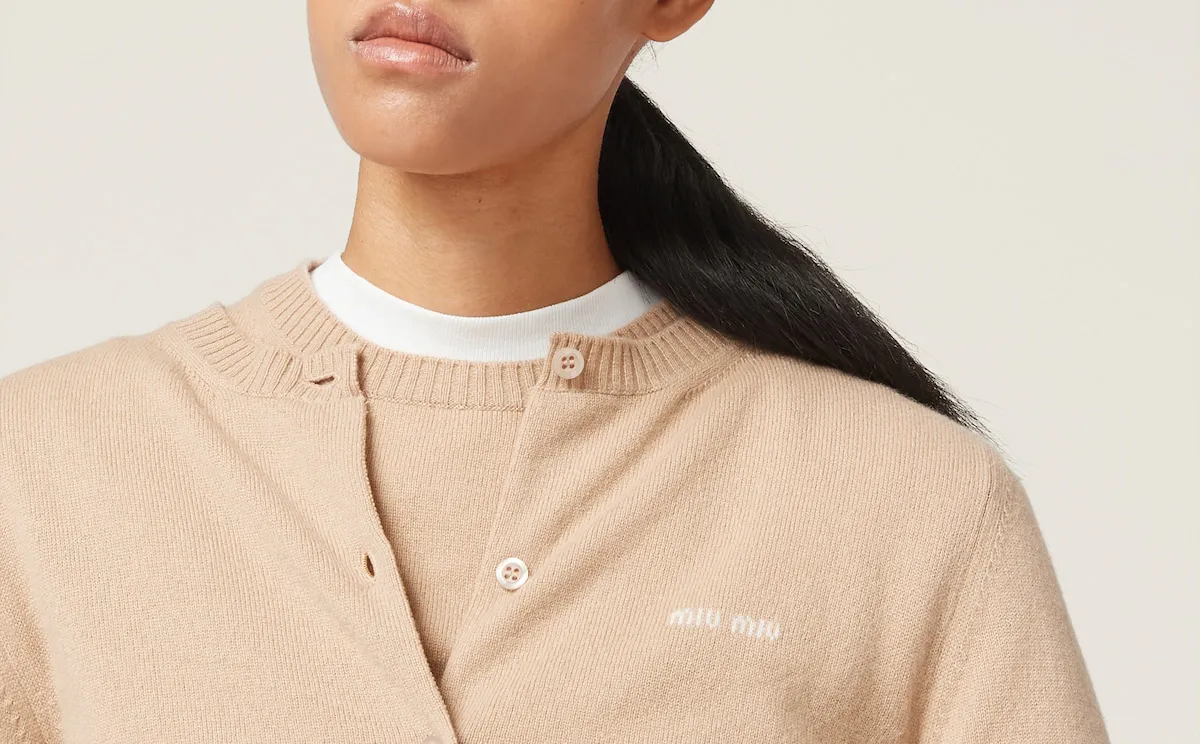 MiuMiu  |Wool Nylon Blended Fabrics Long Sleeves Plain Logo Cardigans