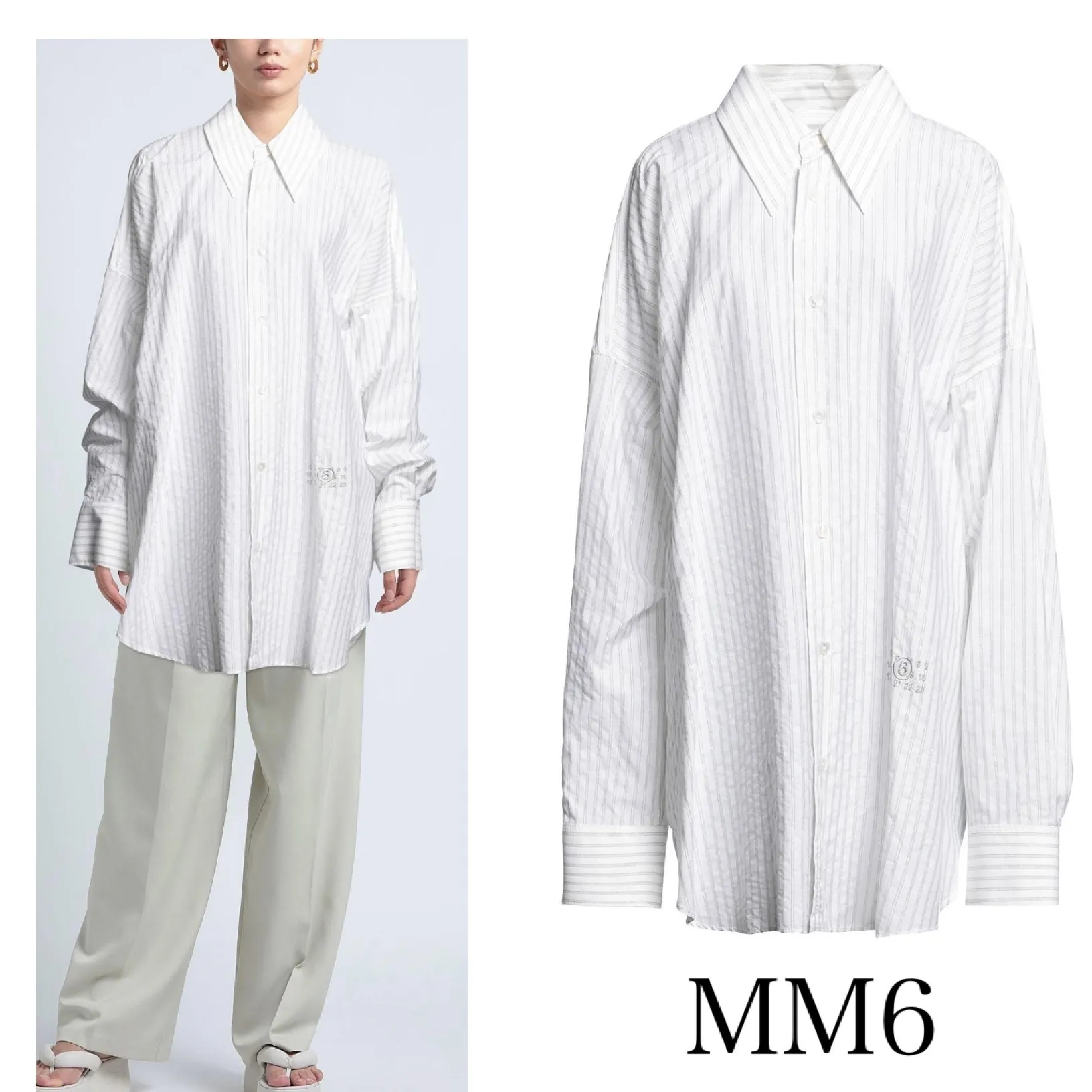 MM6 Maison Margiela  |Stripes Long Sleeves Cotton Shirts & Blouses