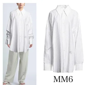 MM6 Maison Margiela  |Stripes Long Sleeves Cotton Shirts & Blouses