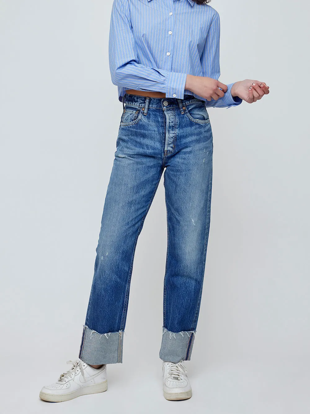 Moussy Vintage Bardmoor Wide Straight Jeans in Blue