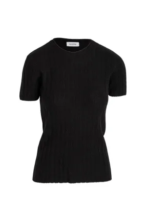 NAADAM - Lightweight Cashmere Rib Short Sleeve Tee - Black