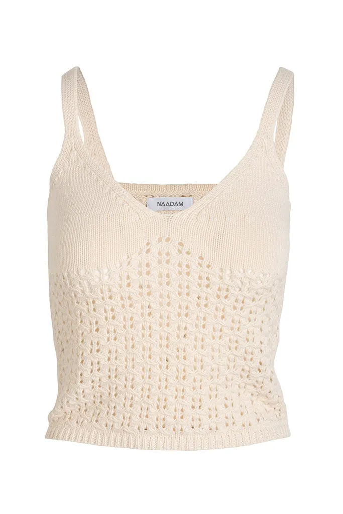 NAADAM - Pima Cotton Artisanal Stitch Tank Top - Ivory