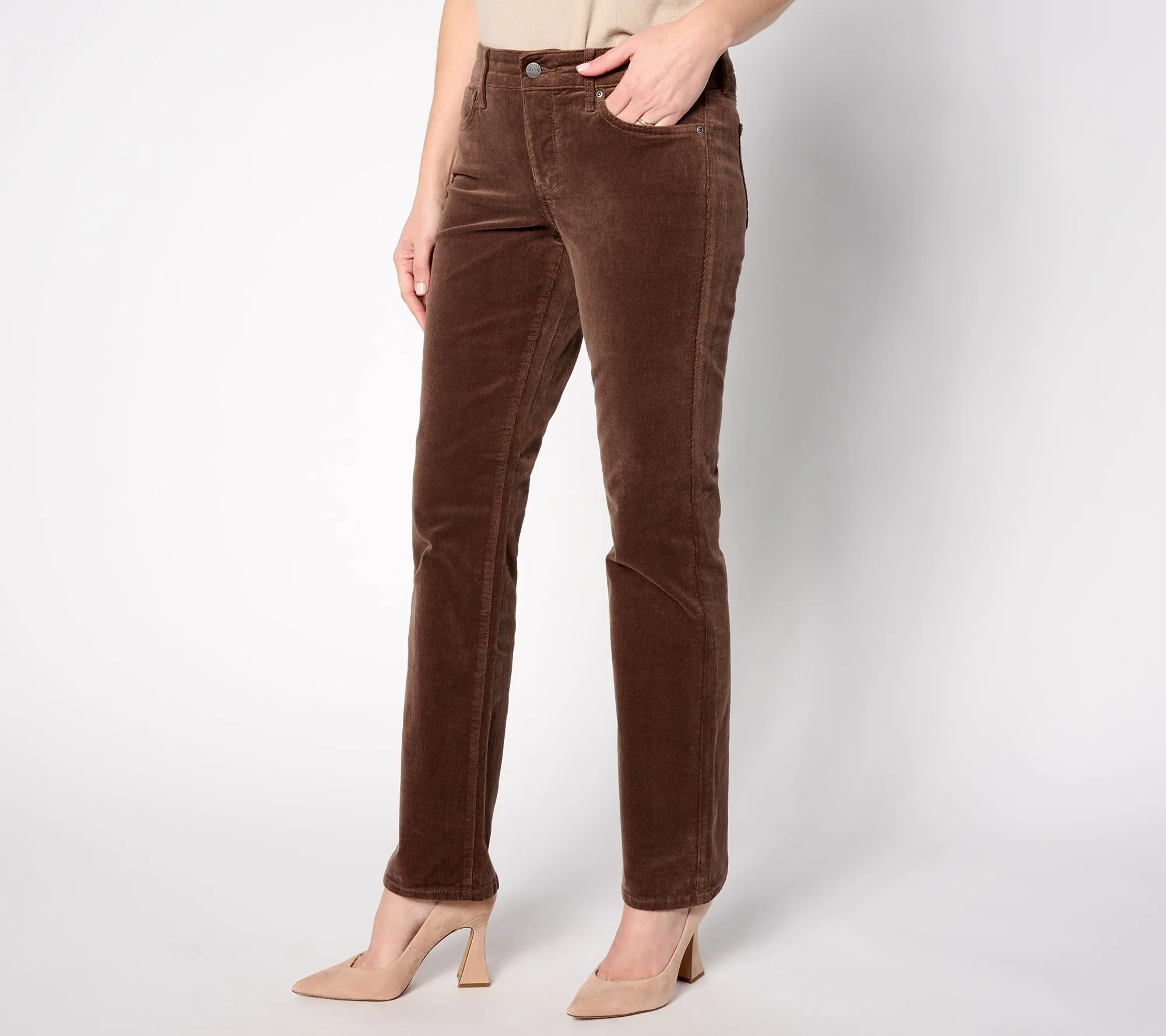 NYDJ Marilyn Straight in Wale Baby Corduroy Pants- Mink