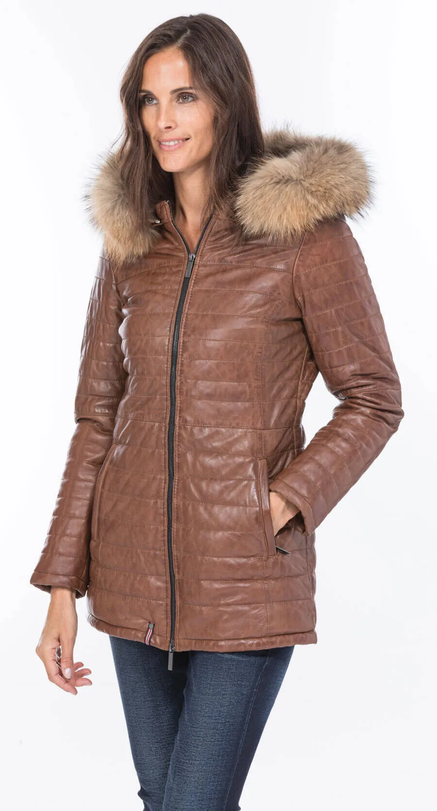 Oakwood cognac leather down jacket 62592